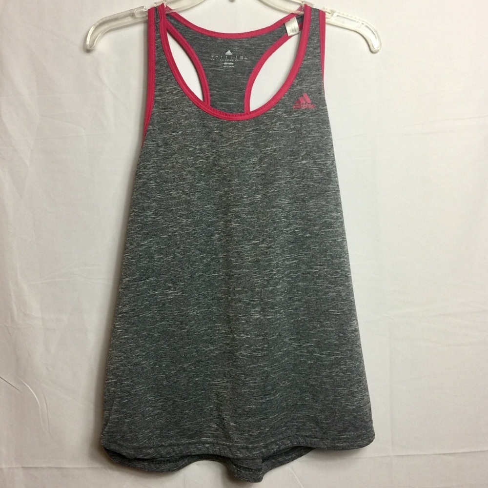 ADIDAS RACER BACK TANK || Space Gray/Pink || Lg